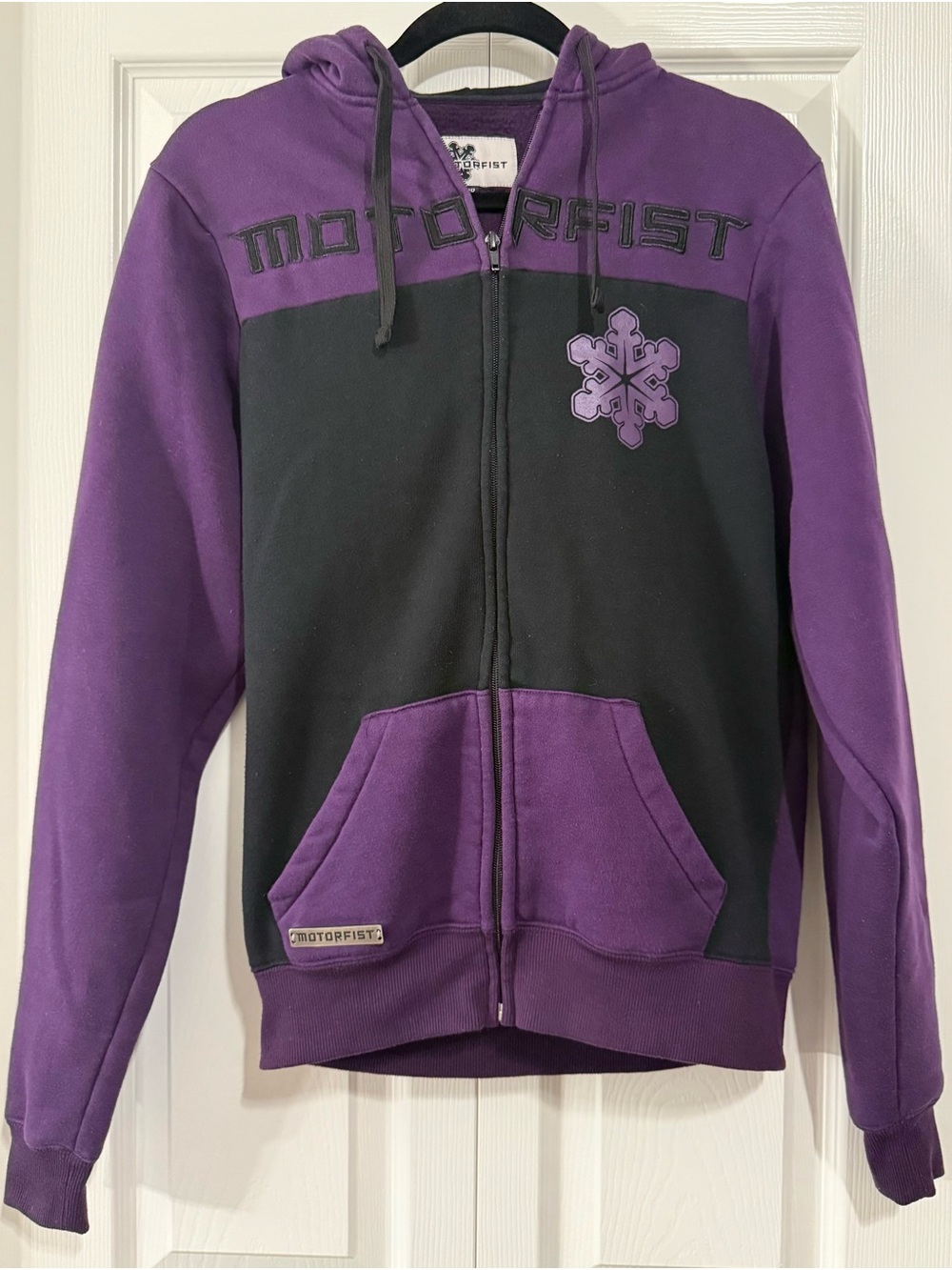 Motorist Purple Black Full Zip Hoodie Fleece Lined Size Medium Snowmobile